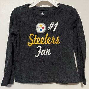 Bundle NFL Steelers Fan Kid 3T Dark Gray Long Sleeve Tee & Blue Long Sleeve Tee